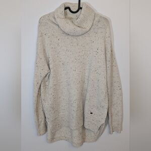 Monk & Lou Flecked Cowl Neck Sweater High Low - cream beige - size M